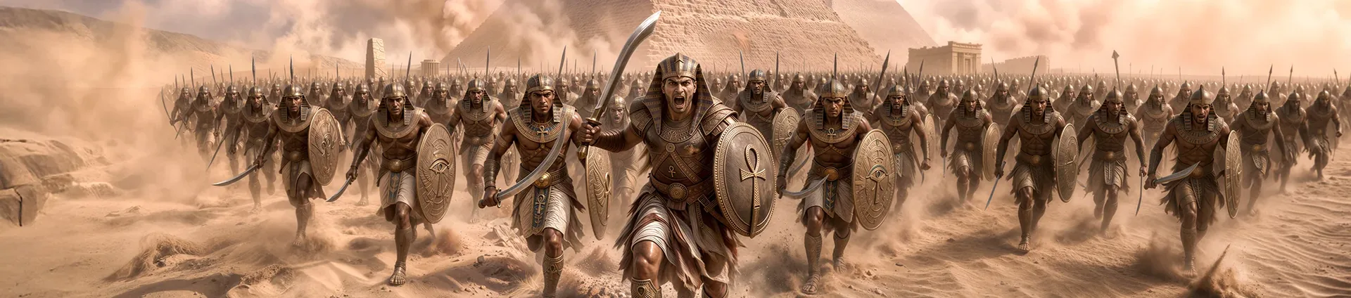Στρατός αρχαίων Αιγυπτίων πολεμιστών στην έρημο